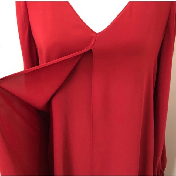 White House Black Market Split-Front, Long Sleeve Red S
Dress; Size: 0

O-4 - Picture 2 of 11